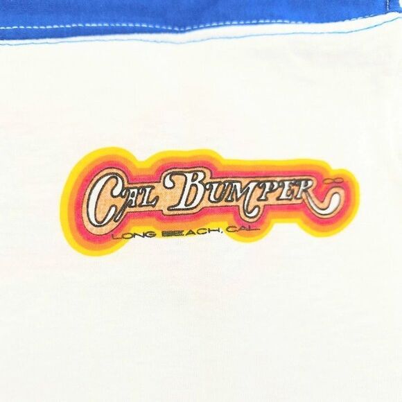 Vintage Cal Bumper T Shirt Mens Size Small Blue 80s Ringer Tee Made In USA NEW - Picture 3 of 7
